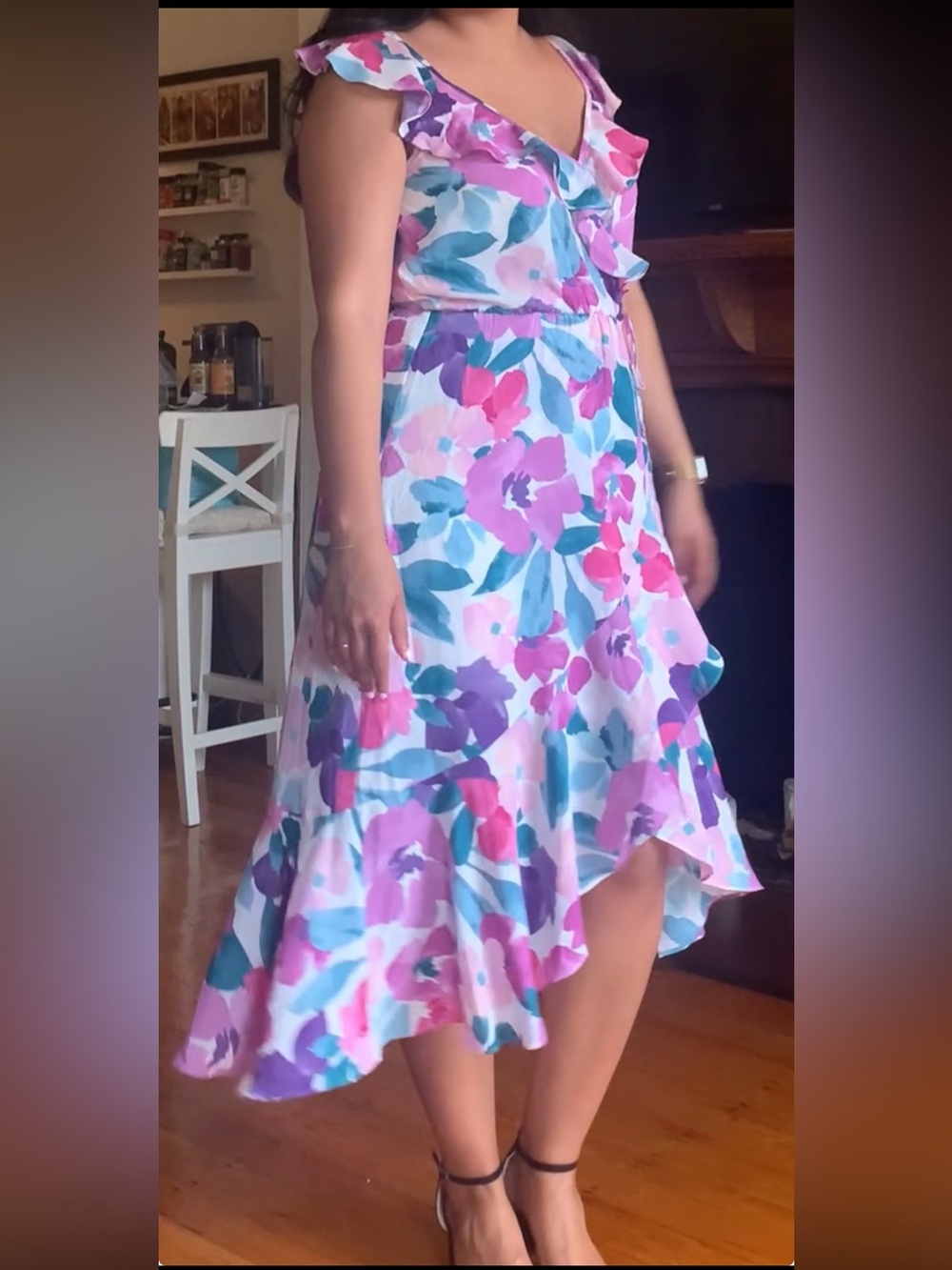 SOCIALITE faux wrap floral dress size L